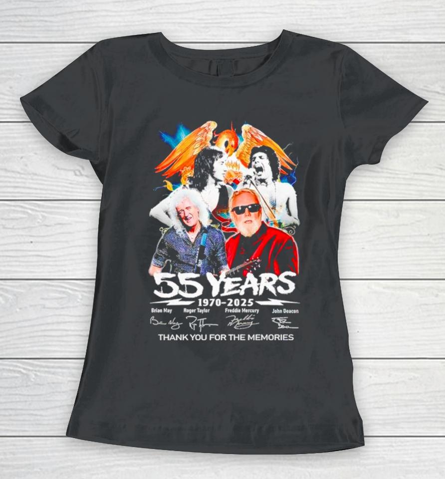 Queen Band 55 Years Of 1970 2025 Thank You For The Memories Women T-Shirt