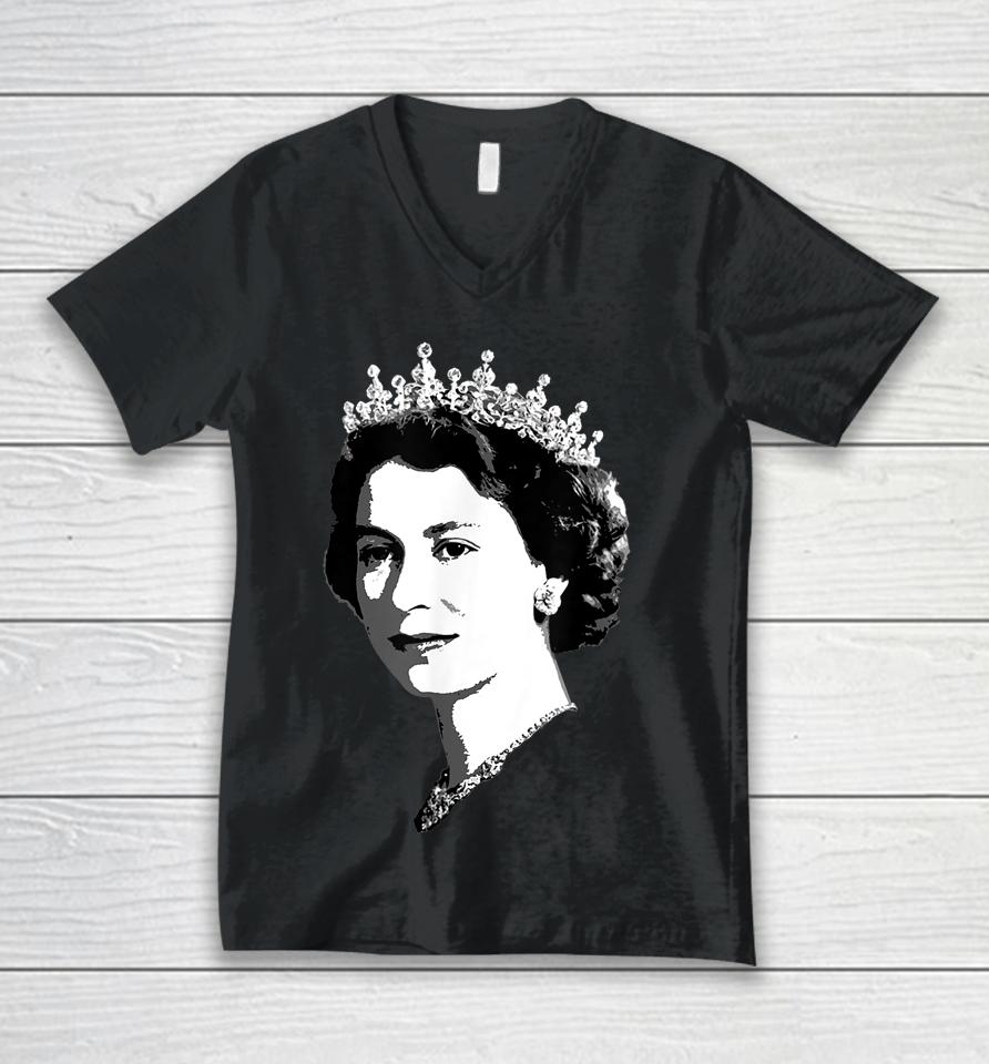 Queen Elizabeth Ii England Meme T-Shirt British Crown Britain Unisex V-Neck T-Shirt