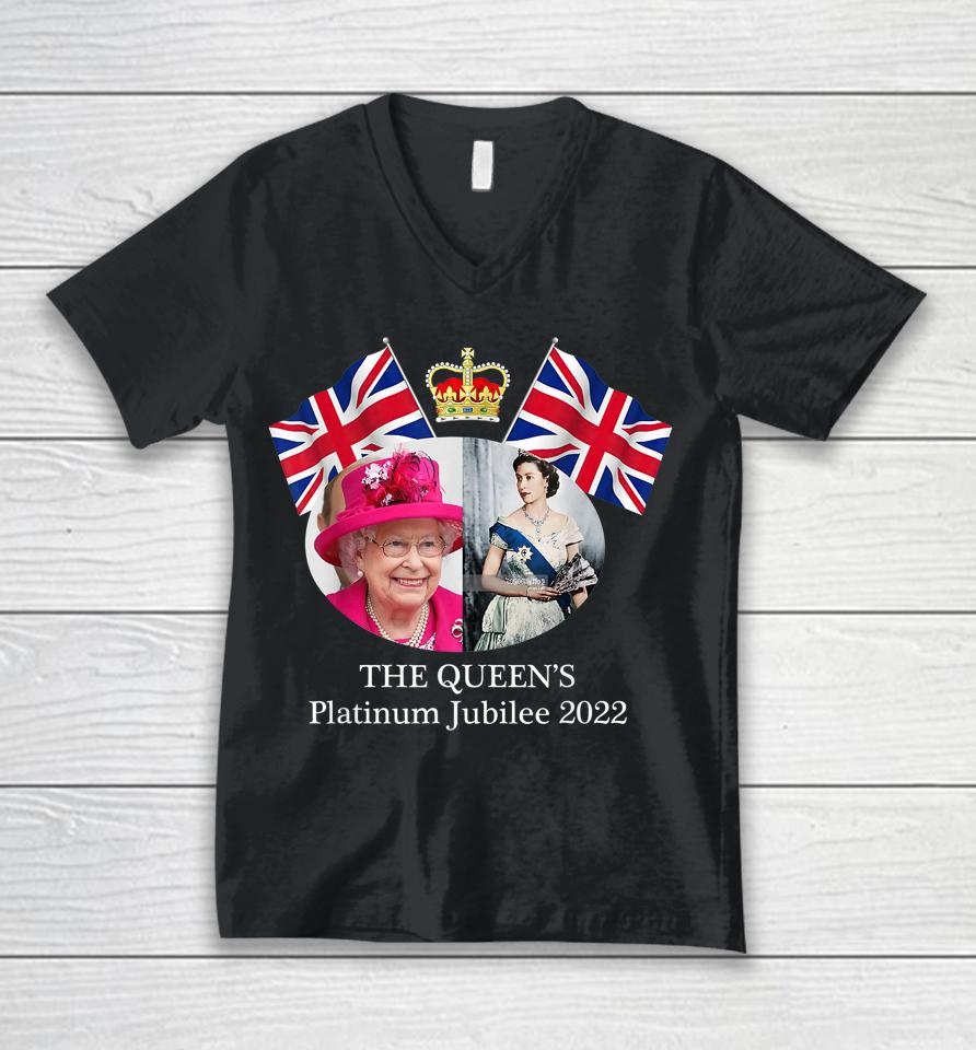 Queen Elizabeth Ii Platinum Jubilee 2022 Celibration Emblem Unisex V-Neck T-Shirt