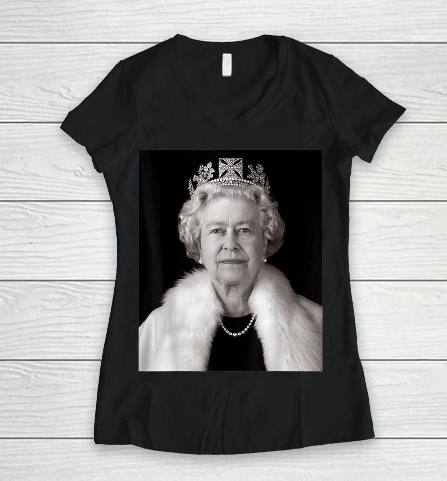 Queen Elizabeth Ii - Queen Of England Women V-Neck T-Shirt