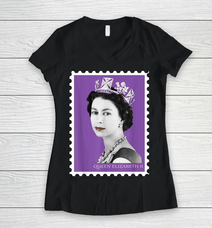 Queen Elizabeth Ii Women V-Neck T-Shirt