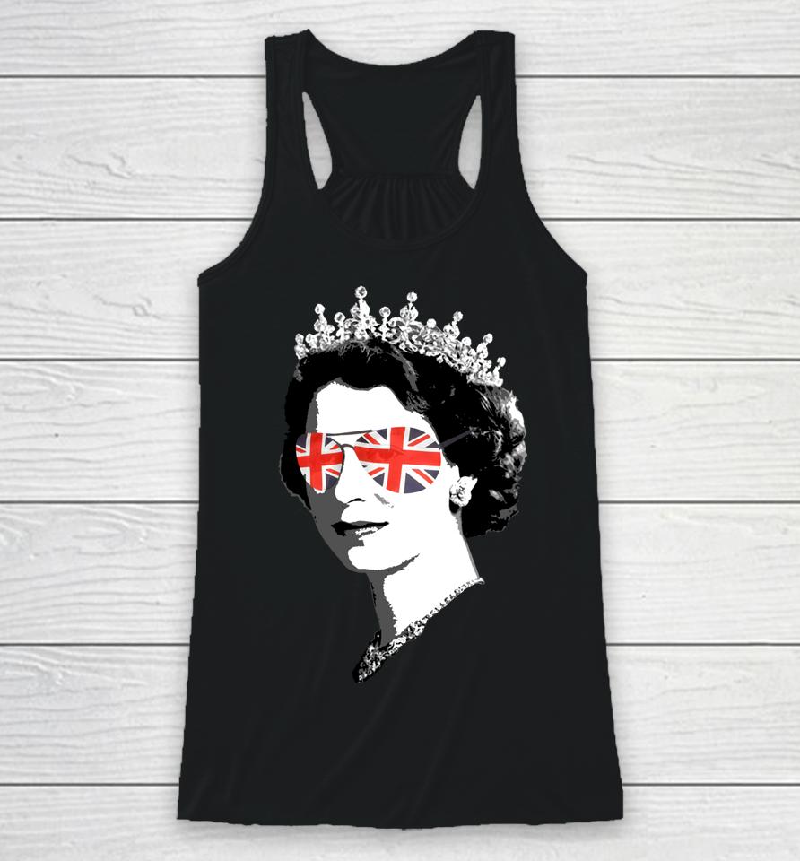 Queen Elizabeth Ii Sunglasses British Crown Union Jack Meme Racerback Tank