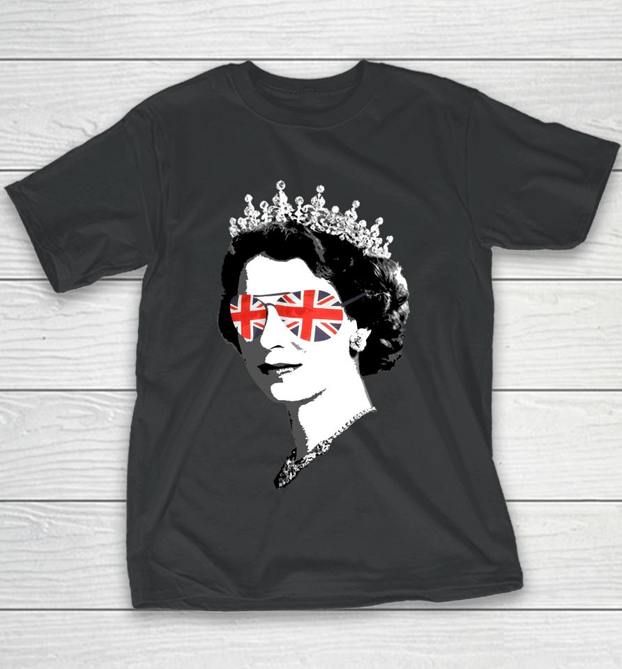 Queen Elizabeth Ii Sunglasses British Crown Union Jack Meme Youth T-Shirt