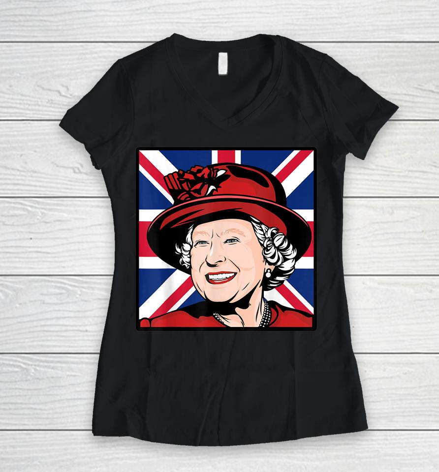 Queen Elizabeth Women V-Neck T-Shirt