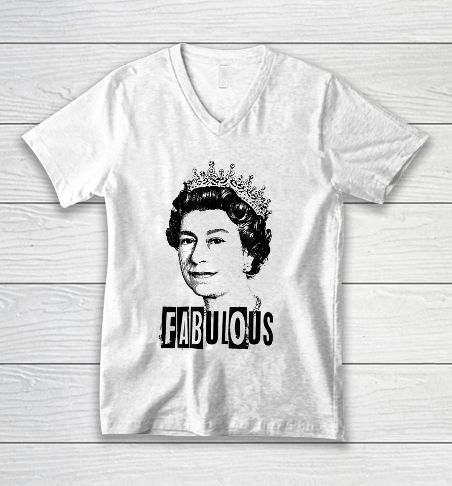Queen Elizabeth T-Shirt - Fabulous Queen Unisex V-Neck T-Shirt