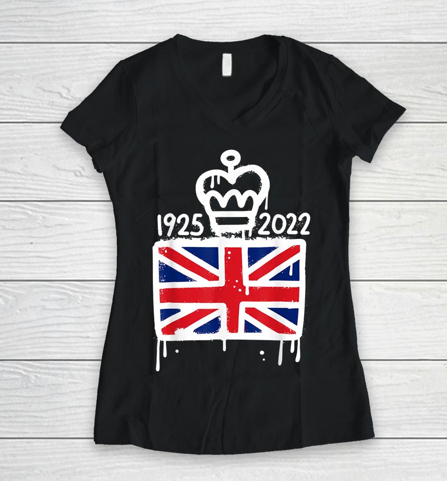 Queen Elizabeth's Ii British Crown Majesty Queen Elizabeth's Women V-Neck T-Shirt