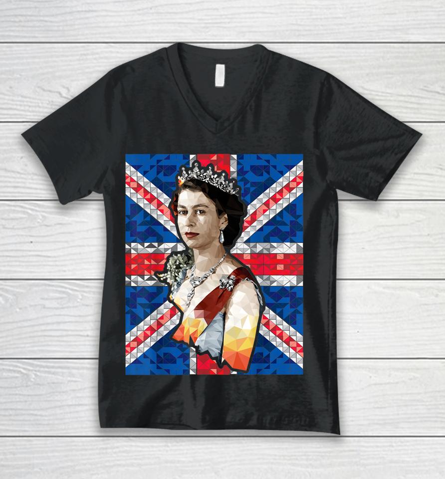 Queen Elizabeth's Ii British Crown Majesty Queen Elizabeth's Unisex V-Neck T-Shirt