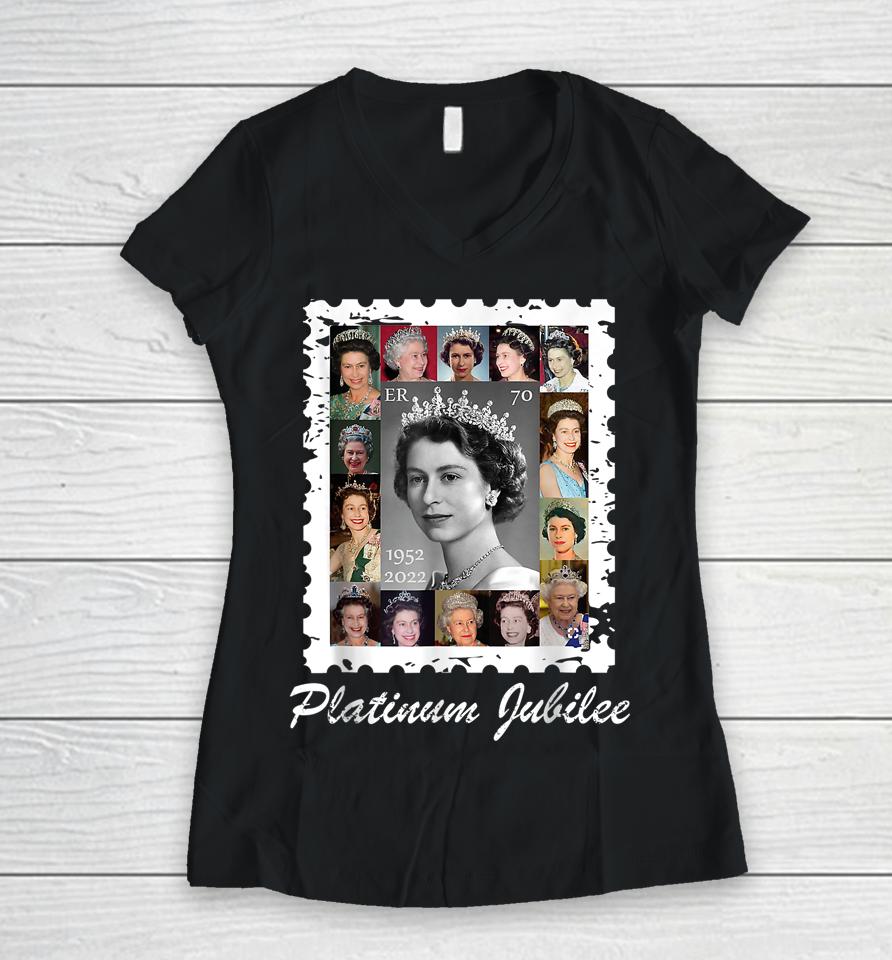 Queen Elizabeths Platinum Jubilee 70 Years Celebration 2022 Women V-Neck T-Shirt