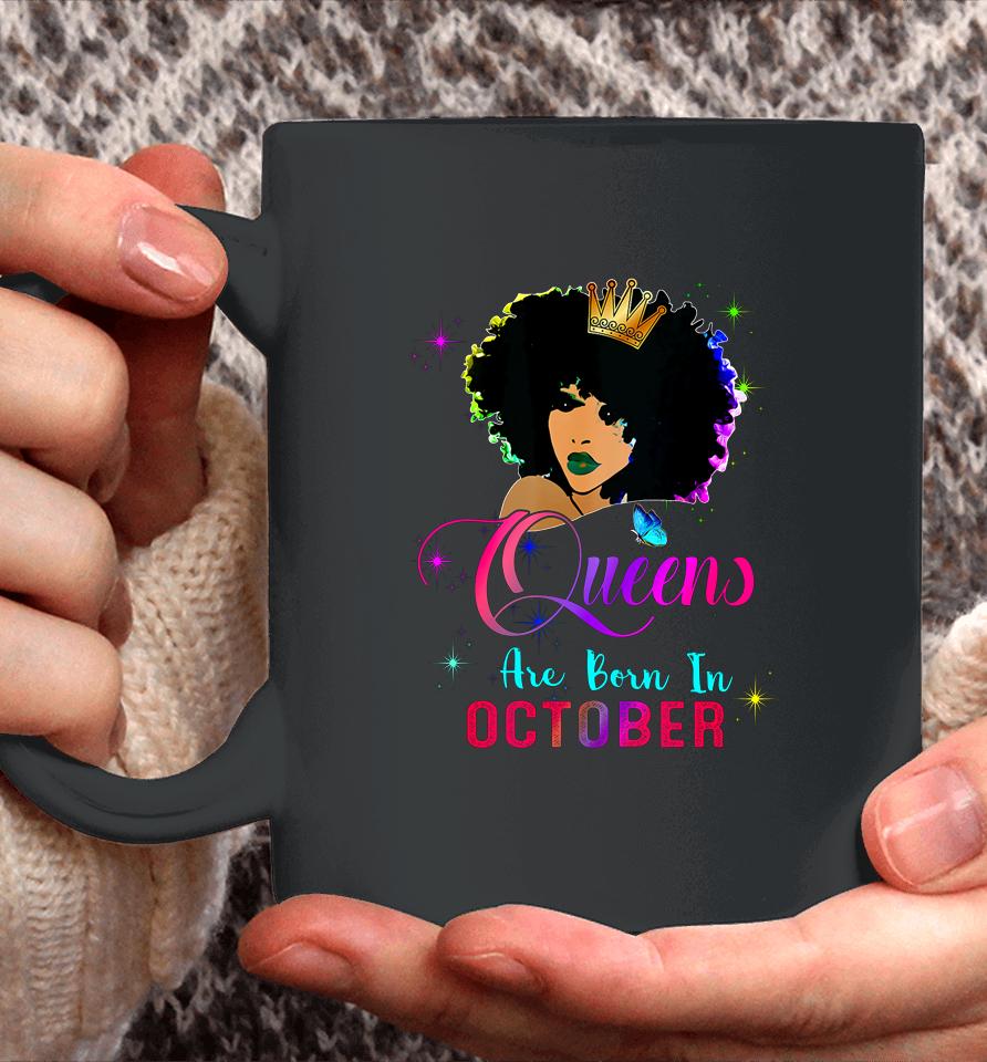 Queens Born October Black Girl Virgo Libra Birthday Coffee Mug