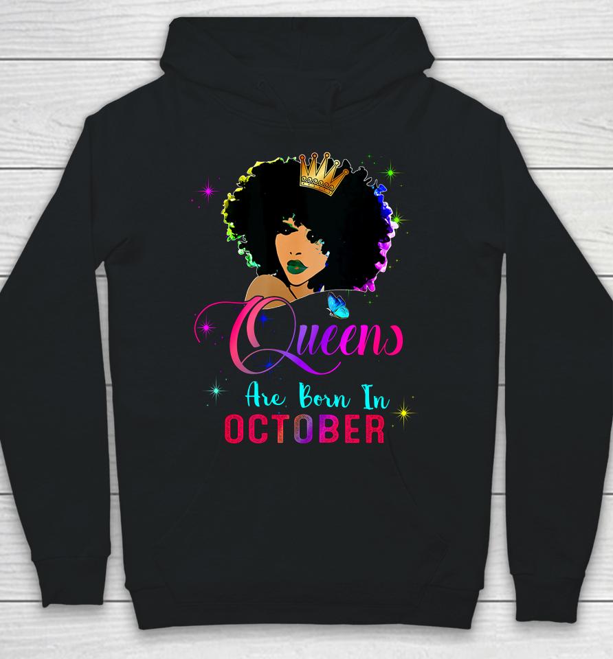 Queens Born October Black Girl Virgo Libra Birthday Hoodie