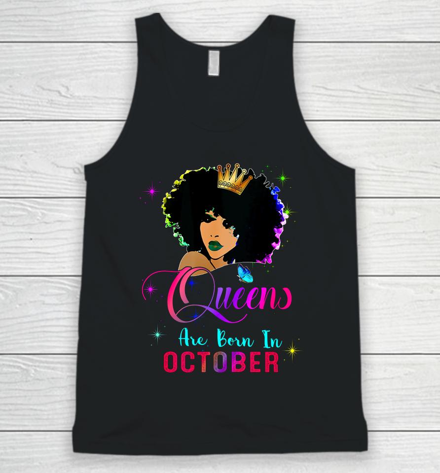 Queens Born October Black Girl Virgo Libra Birthday Unisex Tank Top