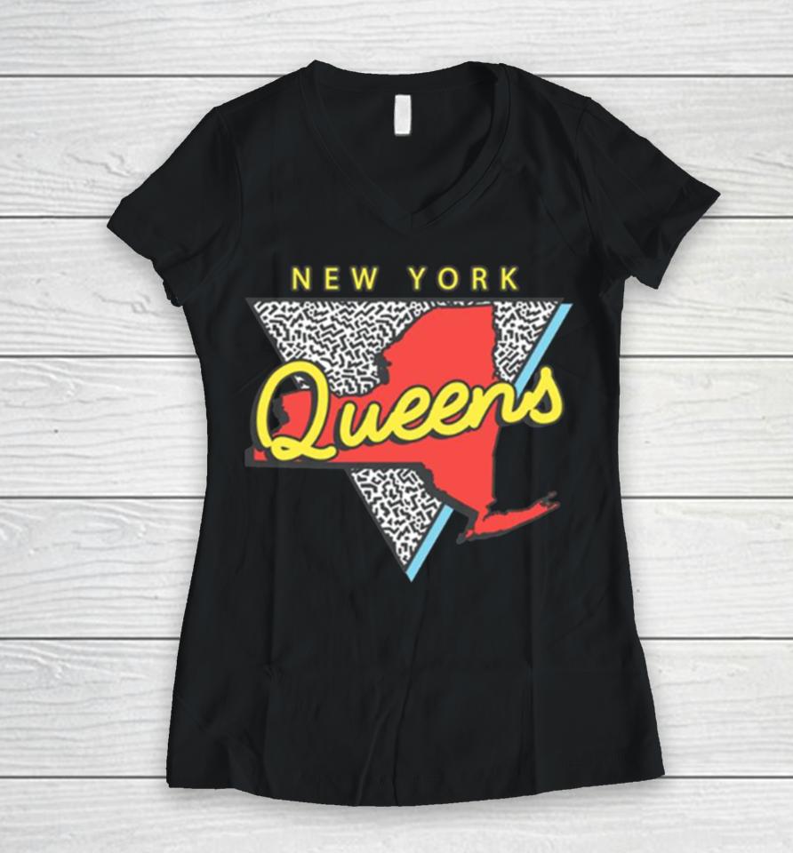Queens New York Souvenirs Ny Vintage Women V-Neck T-Shirt