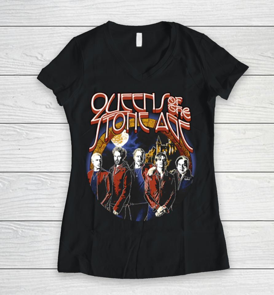 Queens Of The Stone Age Merch Qotsa Classics Photo Women V-Neck T-Shirt