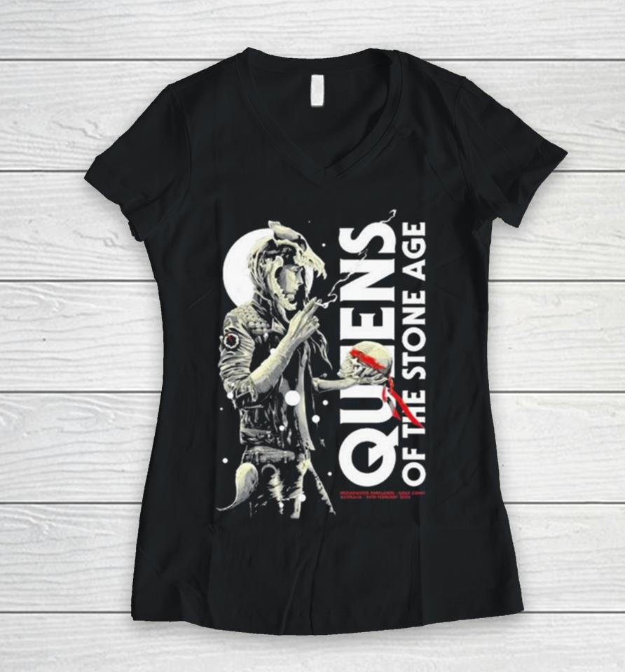 Queens Of The Stone Age Show Gold Coast Australia February 24 2024 Women V-Neck T-Shirt