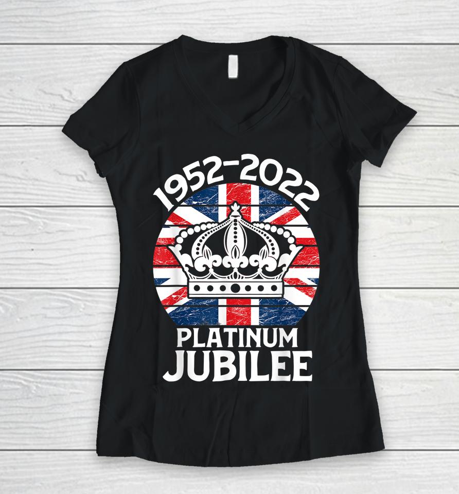 Queens Platinum Jubilee 2022 British Platinum Jubilee Women V-Neck T-Shirt