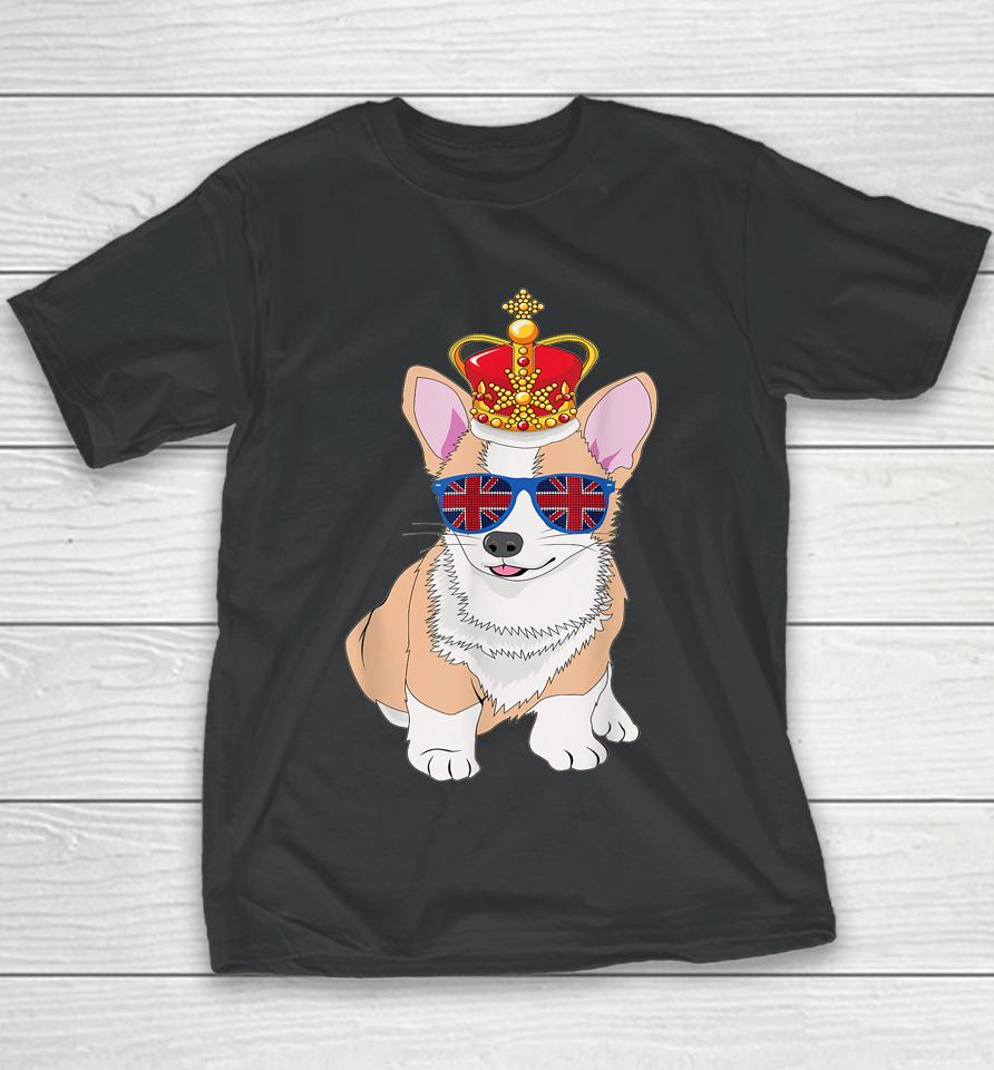 Queens Platinum Jubilee 70 Years Souvenir British Corgi Dog Youth T-Shirt