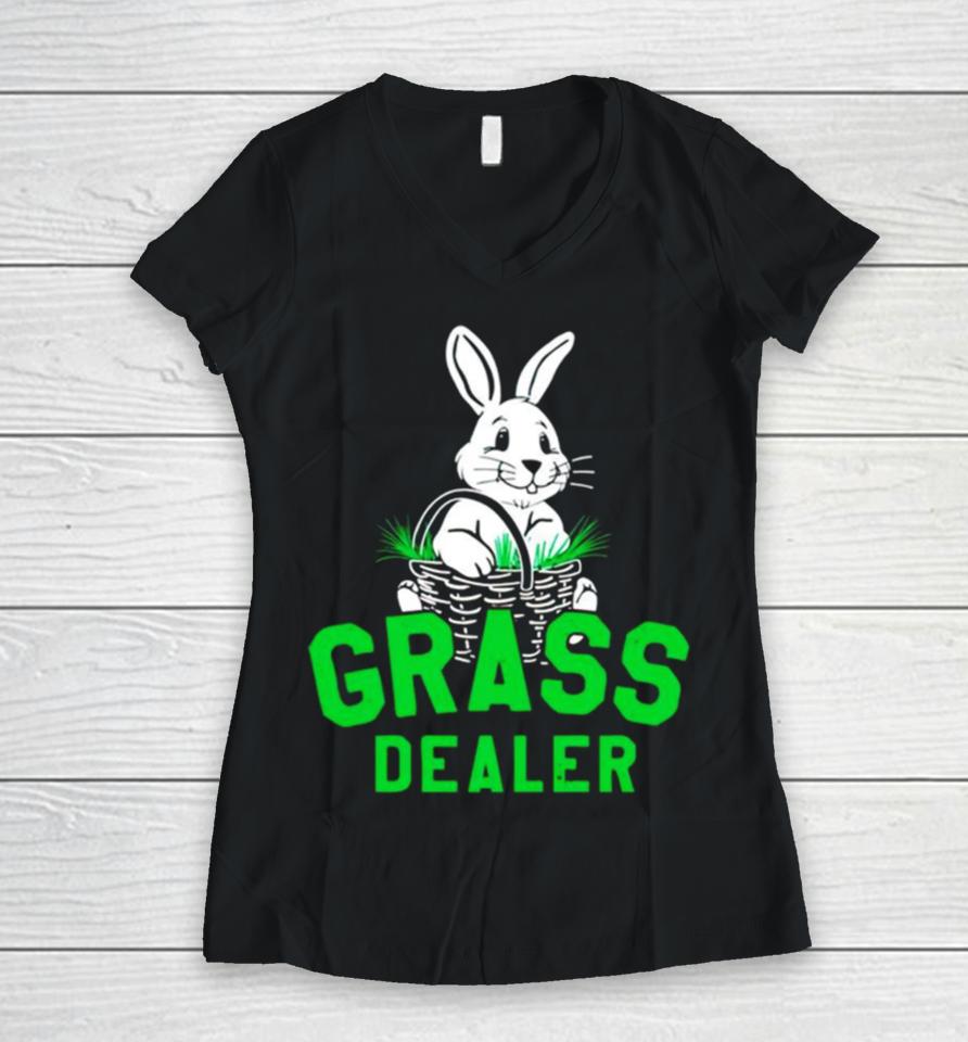 Rabbit Grass Dealer Women V-Neck T-Shirt