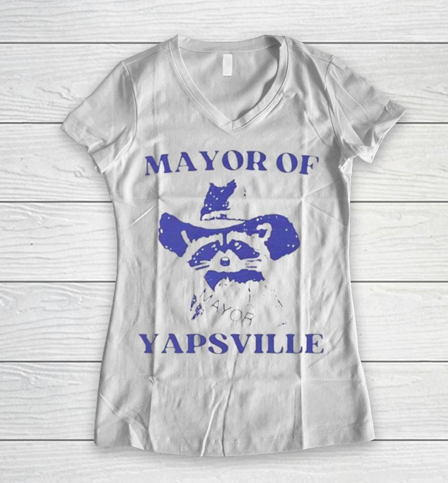 Raccoon Mayor Of Yapsville Women V-Neck T-Shirt