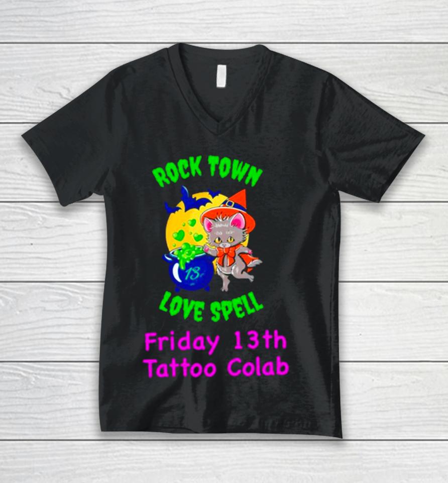 Raccoon Rock Town Love Spell Friday 13Th Tattoo Collab Unisex V-Neck T-Shirt