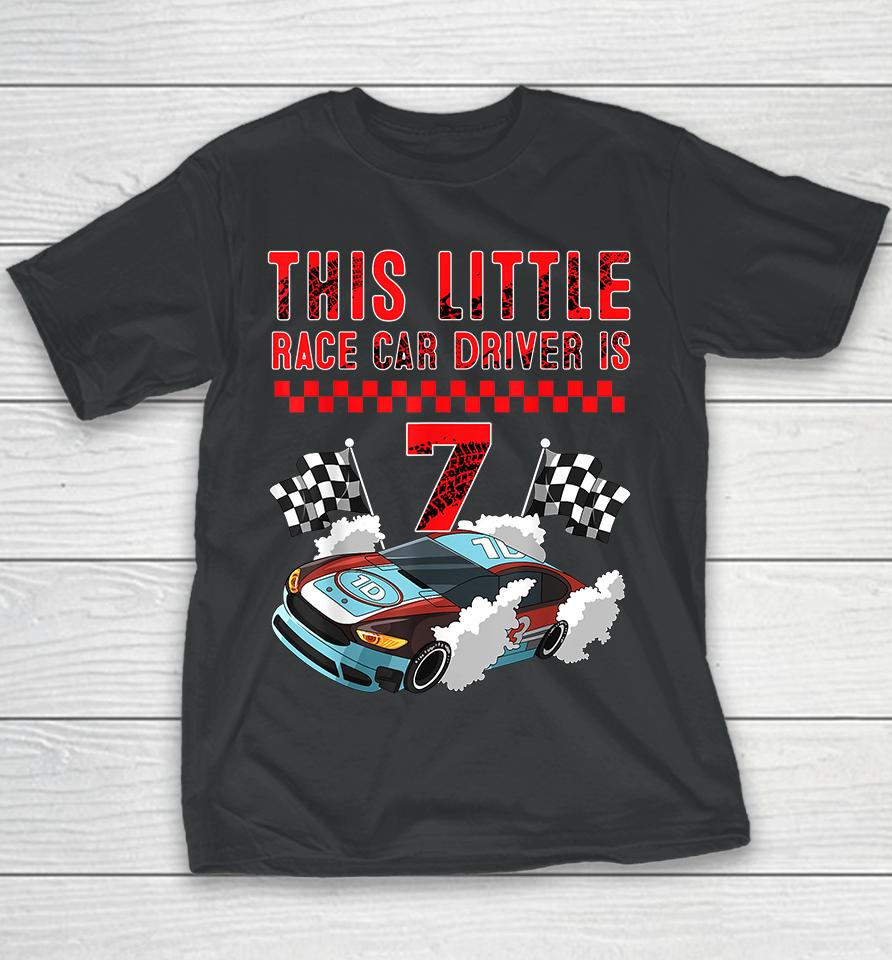 Race Car 7Th Birthday Boy 7 Seven Years Old Race Car Drivers Youth T-Shirt