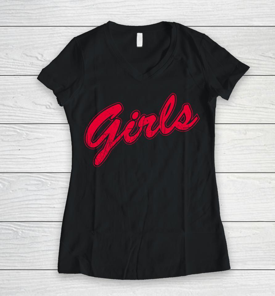 Rachel Girls Red Women V-Neck T-Shirt