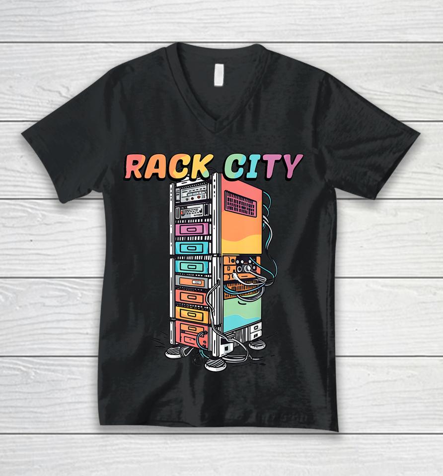 Rack City Network Server Rack - Network Engineer Homelab Unisex V-Neck T-Shirt