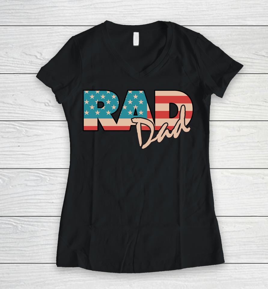 Rad Dad 1990'S Retro Gift For Farther Women V-Neck T-Shirt