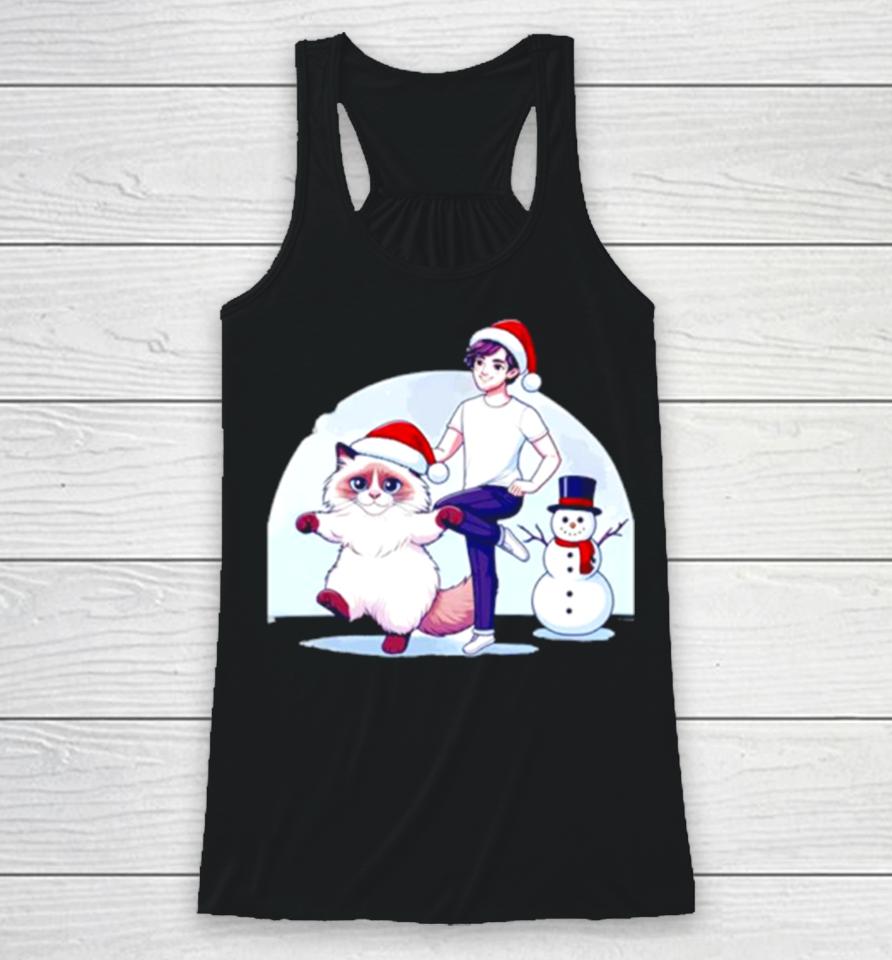 Ragdoll Cat Snowman Christmas Racerback Tank