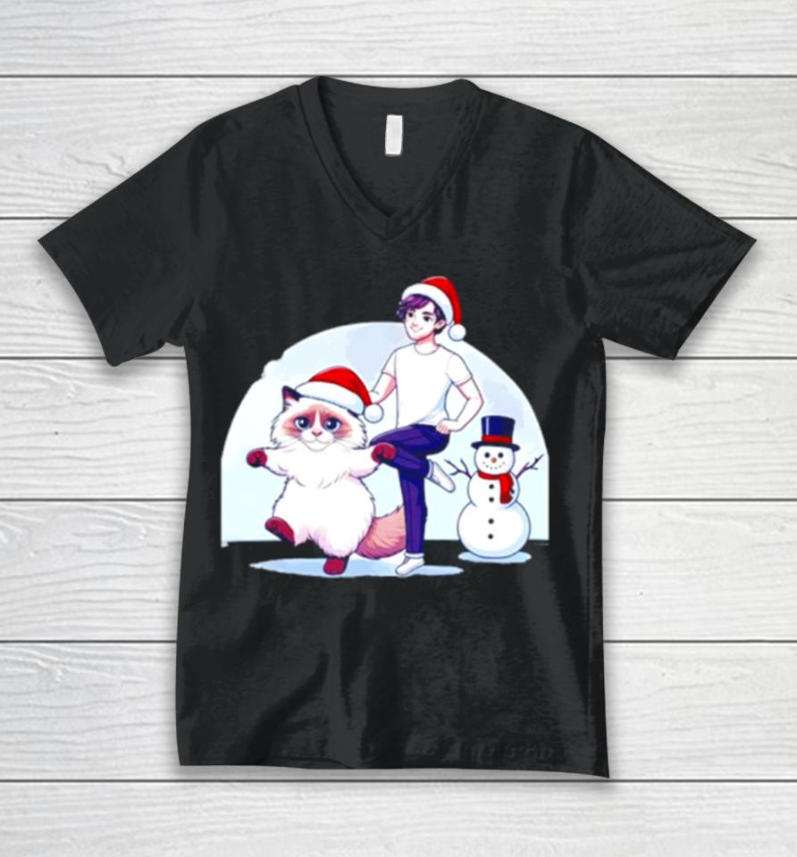 Ragdoll Cat Snowman Christmas Unisex V-Neck T-Shirt