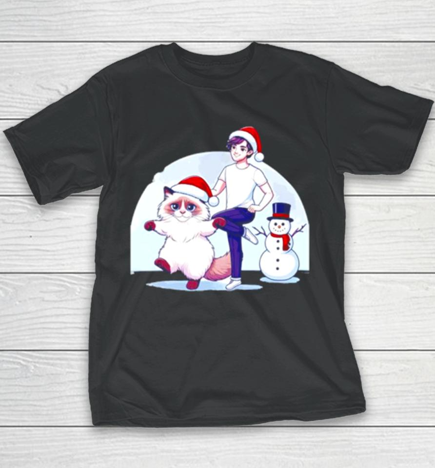 Ragdoll Cat Snowman Christmas Youth T-Shirt