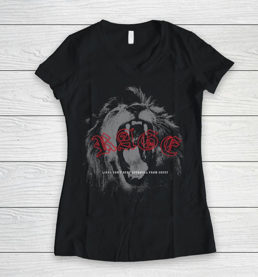Rage Lion Don't Need Approval From Sheep Women V-Neck T-Shirt