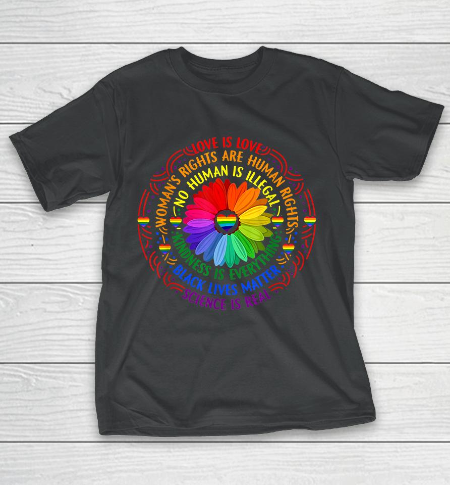 Rainbow Black Lives Matter Science Lgbt Pride Flower T-Shirt