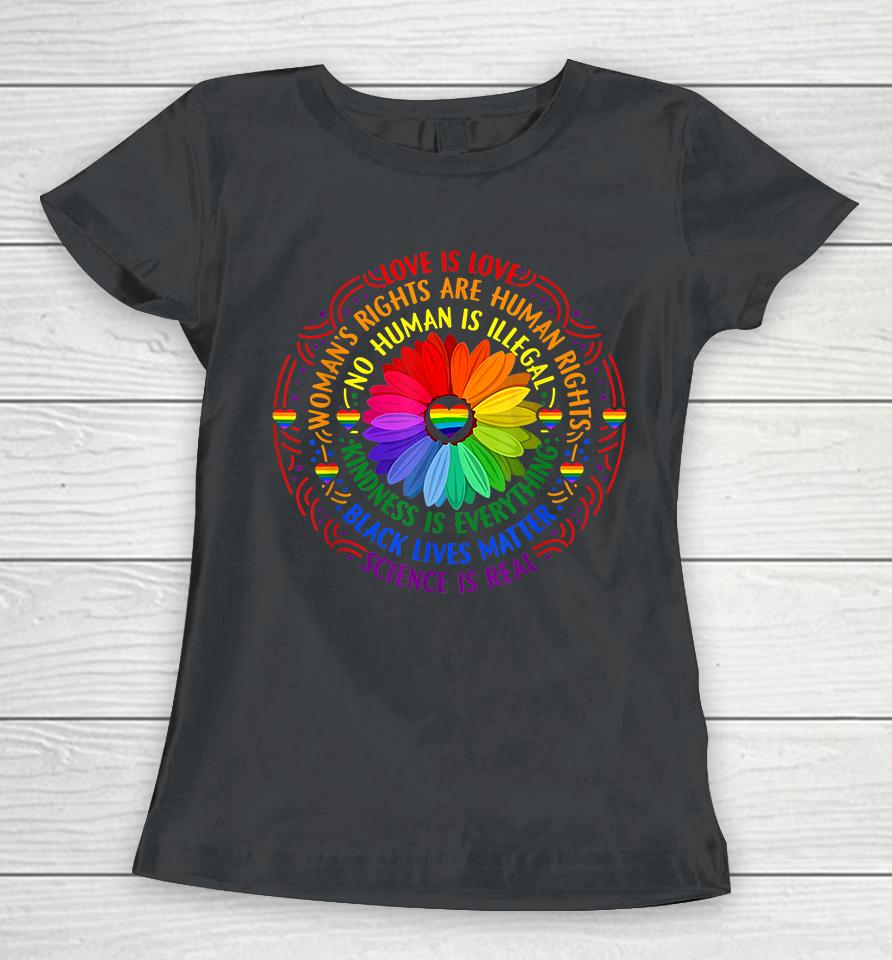 Rainbow Black Lives Matter Science Lgbt Pride Flower Women T-Shirt