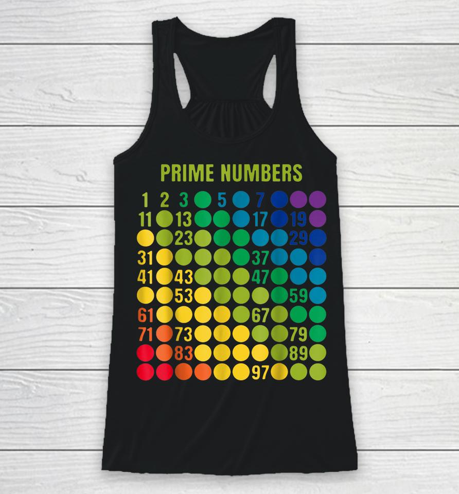 Rainbow Grid Of Prime Numbers School Teacher Racerback Tank