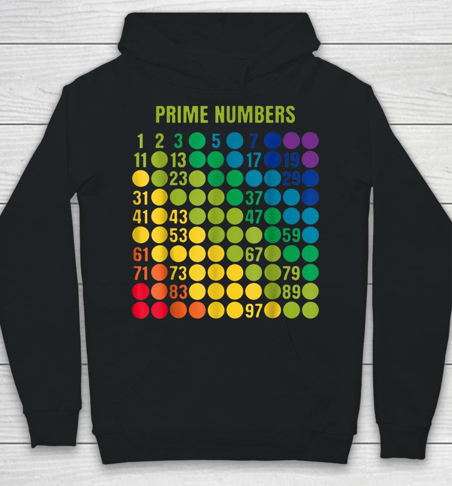 Rainbow Grid Of Prime Numbers School Teacher Hoodie