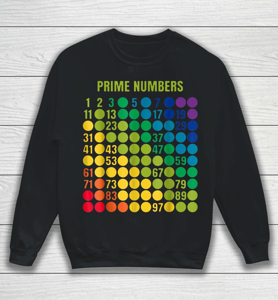 Rainbow Grid Of Prime Numbers School Teacher Sweatshirt