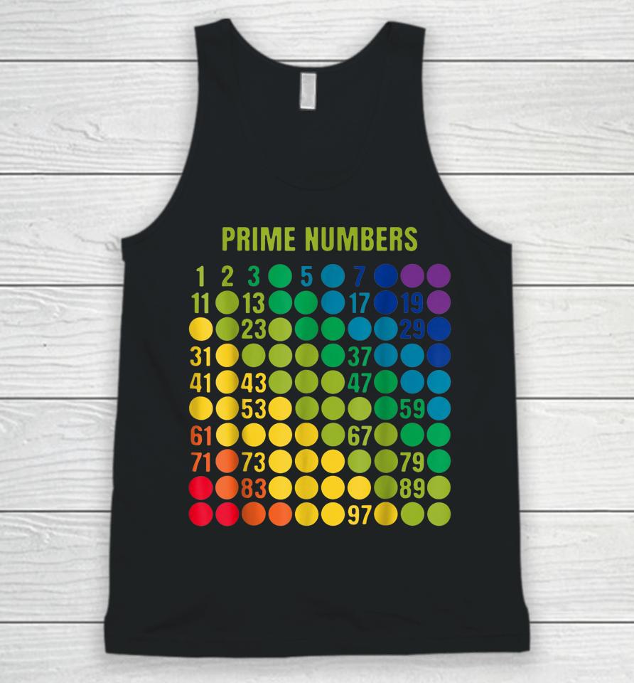 Rainbow Grid Of Prime Numbers School Teacher Unisex Tank Top