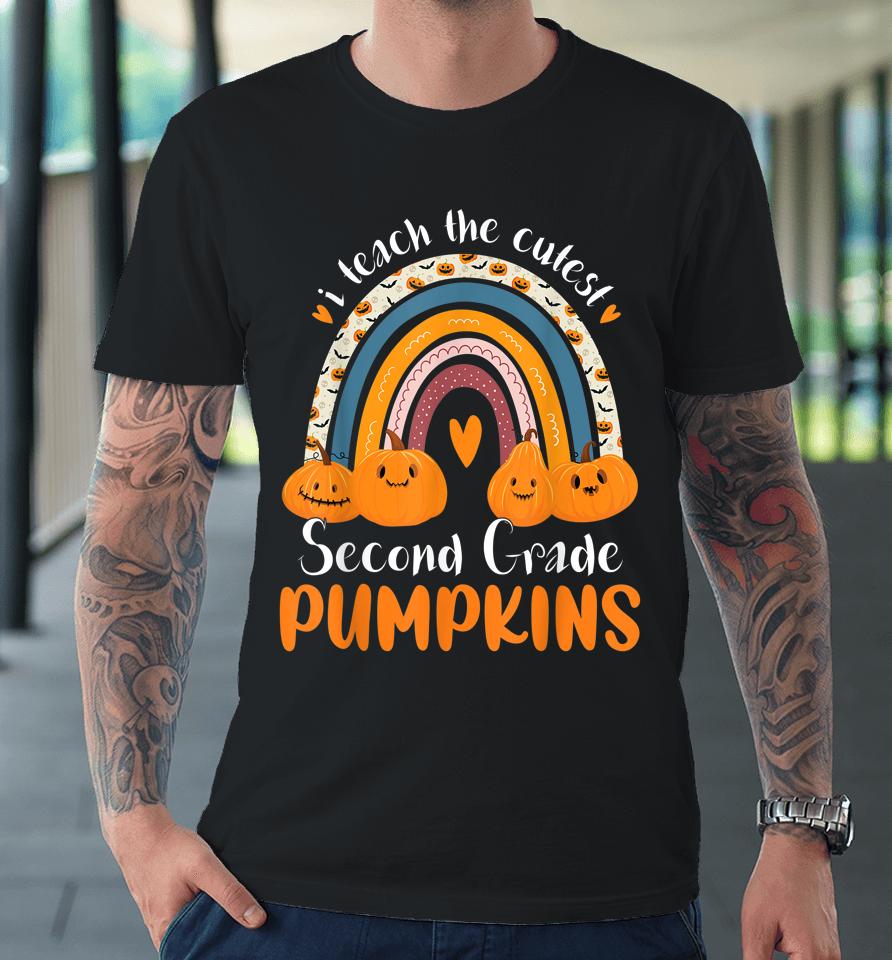 Rainbow I Teach The Cutest 2Nd Grade Pumpkins Halloween Premium T-Shirt