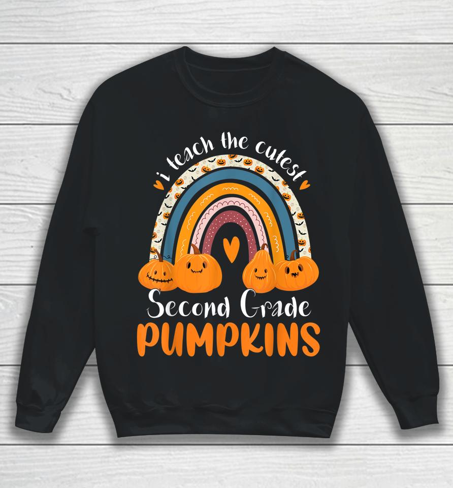 Rainbow I Teach The Cutest 2Nd Grade Pumpkins Halloween Sweatshirt