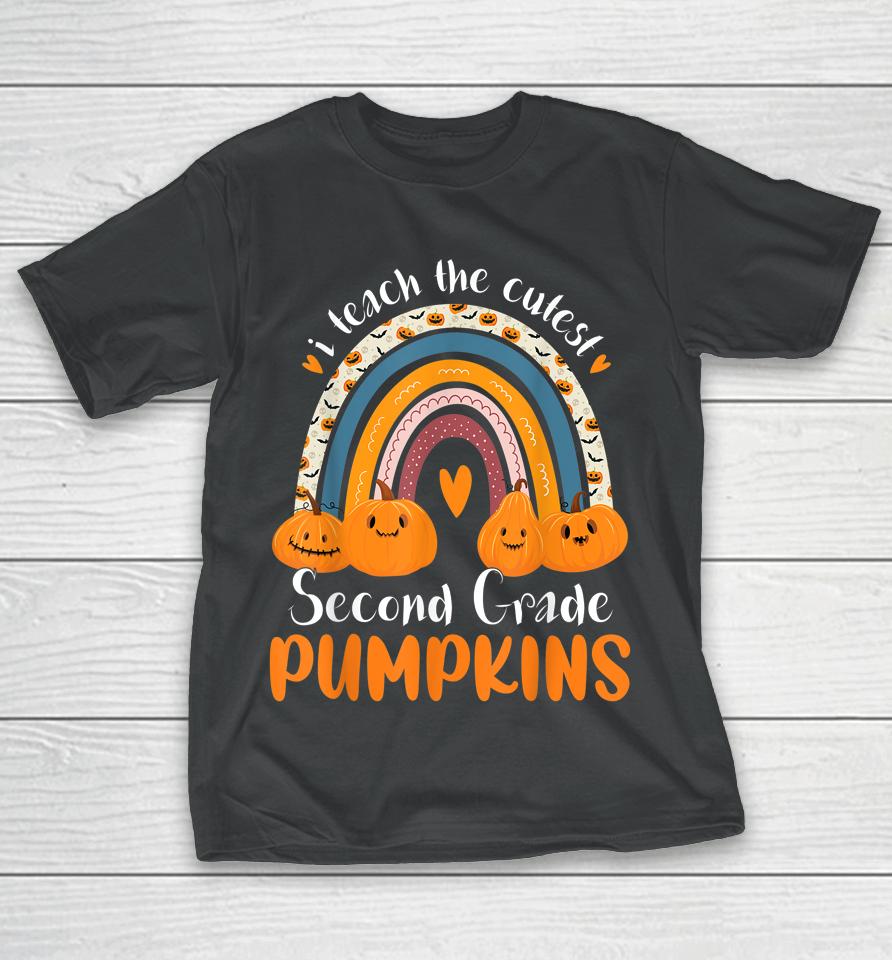 Rainbow I Teach The Cutest 2Nd Grade Pumpkins Halloween T-Shirt