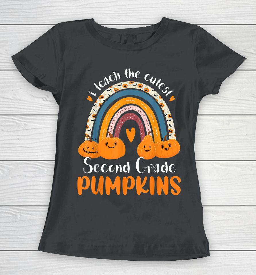 Rainbow I Teach The Cutest 2Nd Grade Pumpkins Halloween Women T-Shirt