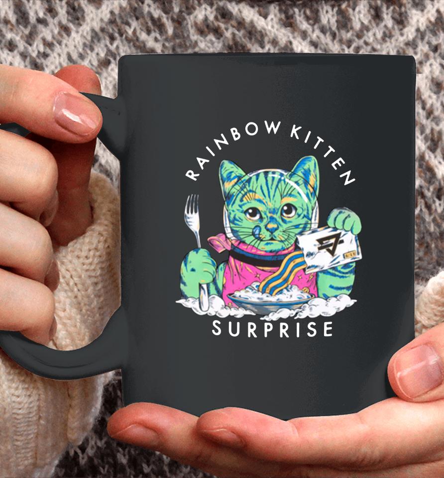 Rainbow Kitten Surprise Space Kitty Breakfast Coffee Mug