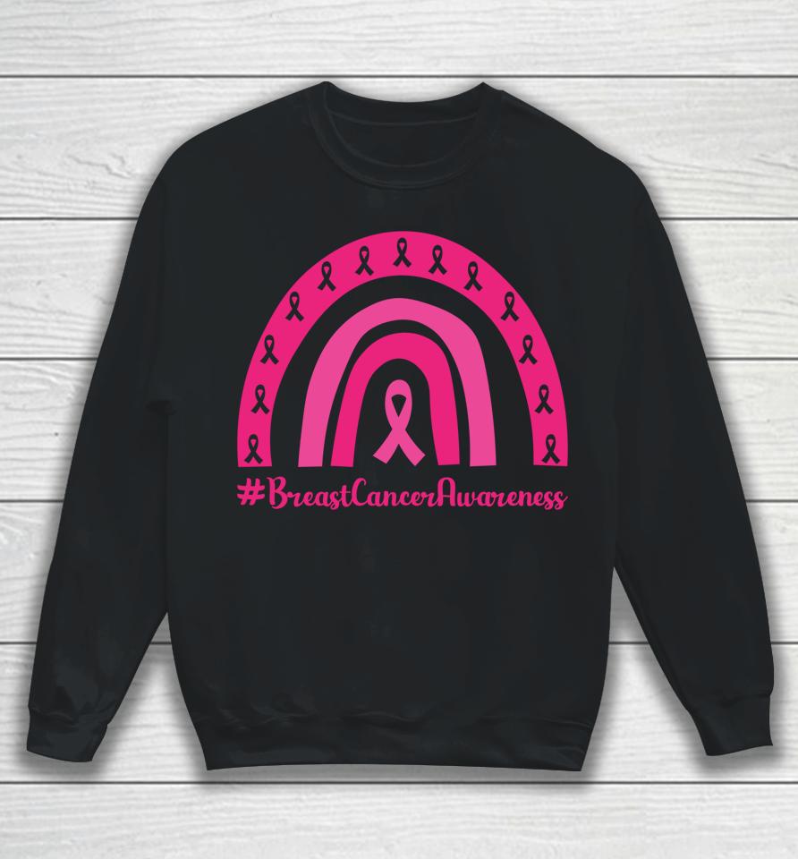 Rainbow Pink Ribbon Breast Cancer Awareness Sweatshirt