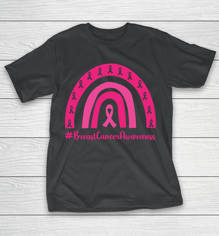 Rainbow Pink Ribbon Breast Cancer Awareness T-Shirt