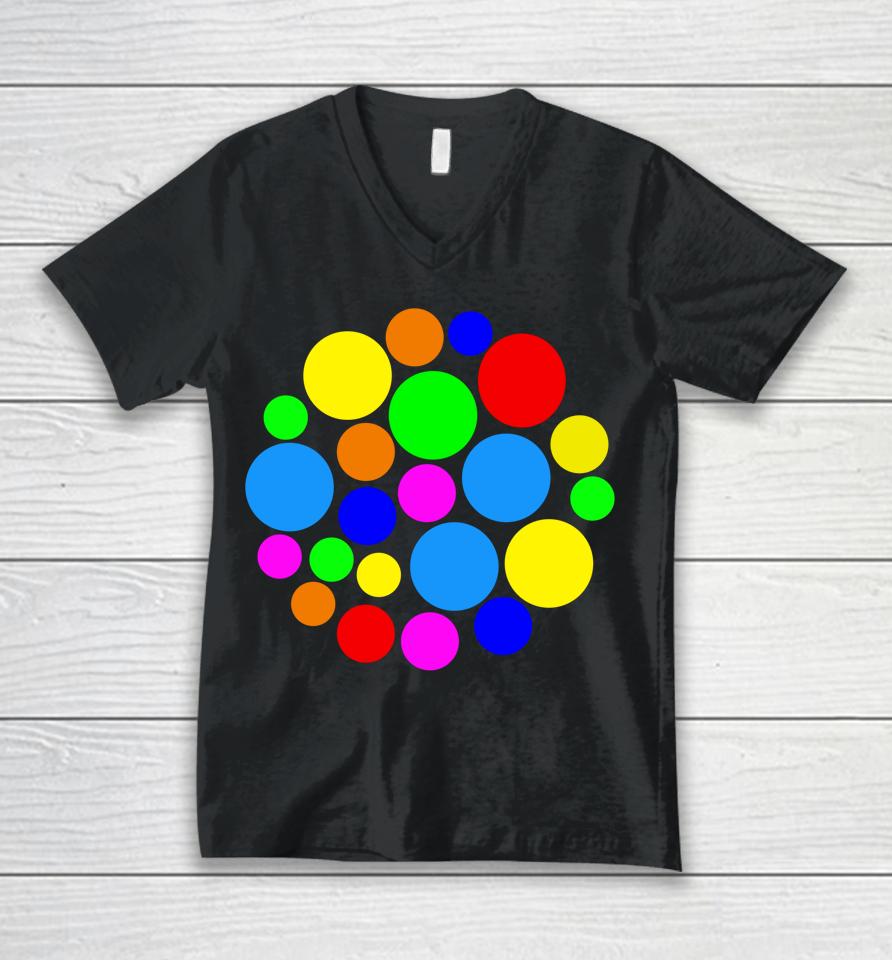 Rainbow Polka Dot International Dot Day Unisex V-Neck T-Shirt