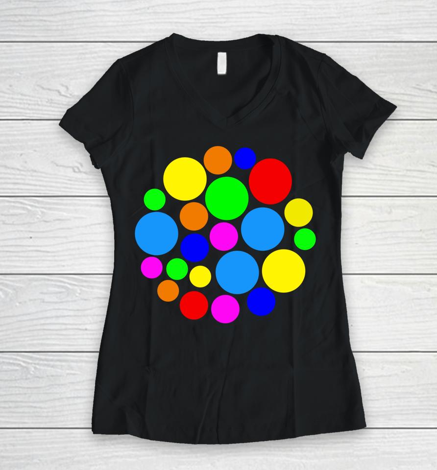 Rainbow Polka Dot International Dot Day Women V-Neck T-Shirt