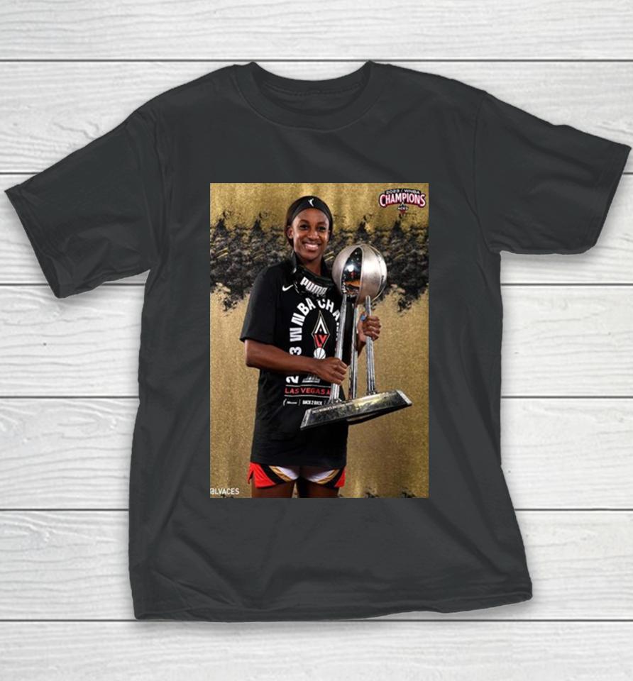 Raise The Stakes Las Vegas Aces X Jackie Young 2023 Wnba Champions Youth T-Shirt