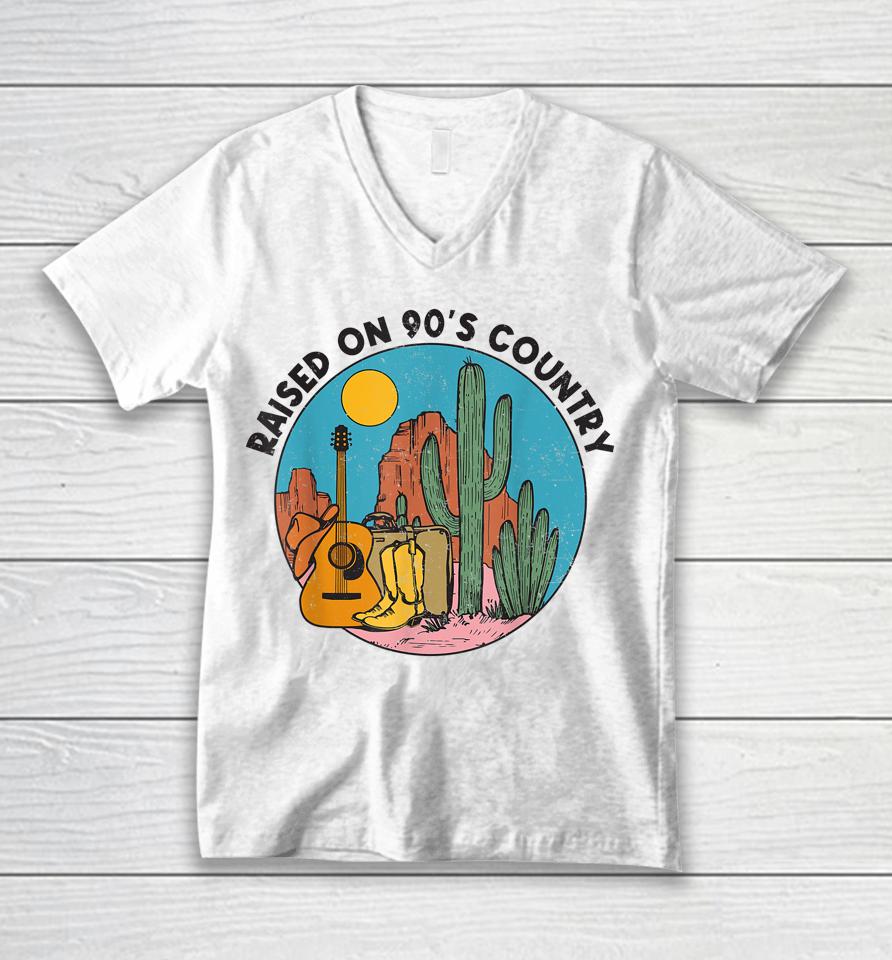 Raised On 90'S Country Music Vintage Southern Western Unisex V-Neck T-Shirt