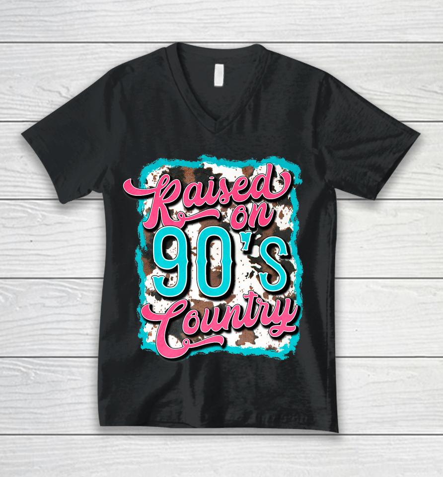Raised On 90'S Country Vintage Cow Look Unisex V-Neck T-Shirt