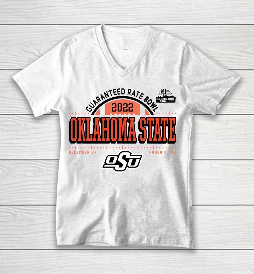 Rallyhouse Oklahoma State Orange 2022 Guaranteed Rate Bowl Unisex V-Neck T-Shirt